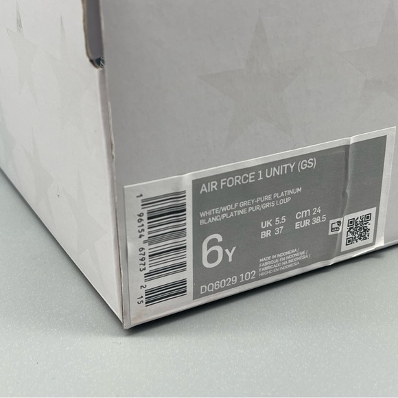 Nike Air Force 1 Unity GS White Grey Platinum Kids Sz 6Y / Womens 7.5 - Picture 10 of 11